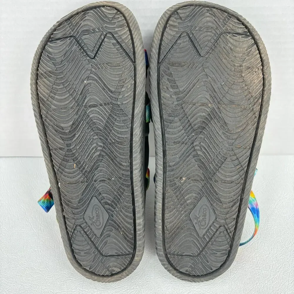 Chaco Chillos Sandals Size 5 Junior Sport‎ Black Rainbow Tie Dye Unisex Kids